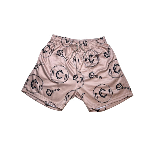 Beige Ciabatta Large Print Shorts