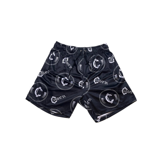 Black Ciabatta Large Print Shorts